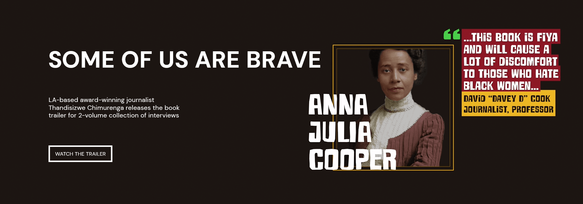 Some Of Us Are Brave: Interviews and Conversations With Sistas on Life, Art and Struggle LA-based award-winning journalist Thandisizwe Chimurenga releases the book trailer for 2-volume collection of interviews.