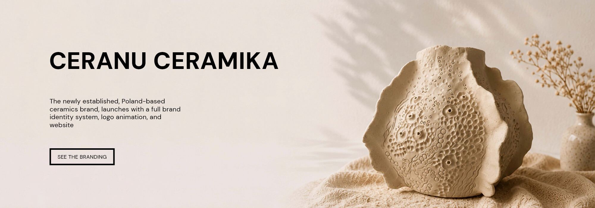The newly established, Poland-based ceramics brand, launches with a full brand identity system, logo animation, and website