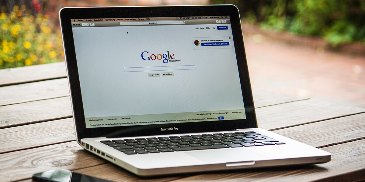 A laptop sits on a desk, open on the Google search homepage. 3D rendering, design studio, 3D product, animation, character design, 2D animation, video production services, book trailer services, digital marketing services, motion design, motion graphics. RDV Media – Multimedia production company. Serving brands globally. New York, Los Angeles, California, Atlanta, USA, Dublin, Ireland, EU, London, England, UK, Doha, Qatar, UAE, Abu Dhabi, Ajman, Dubai, Fujairah, Ras Al Khaimah, Sharjah, and Umm Al Quwain.